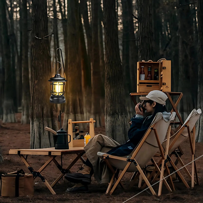 Vintage Camping Lantern with USB and Magnetic Base