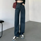 High-waisted loose straight-leg jeans