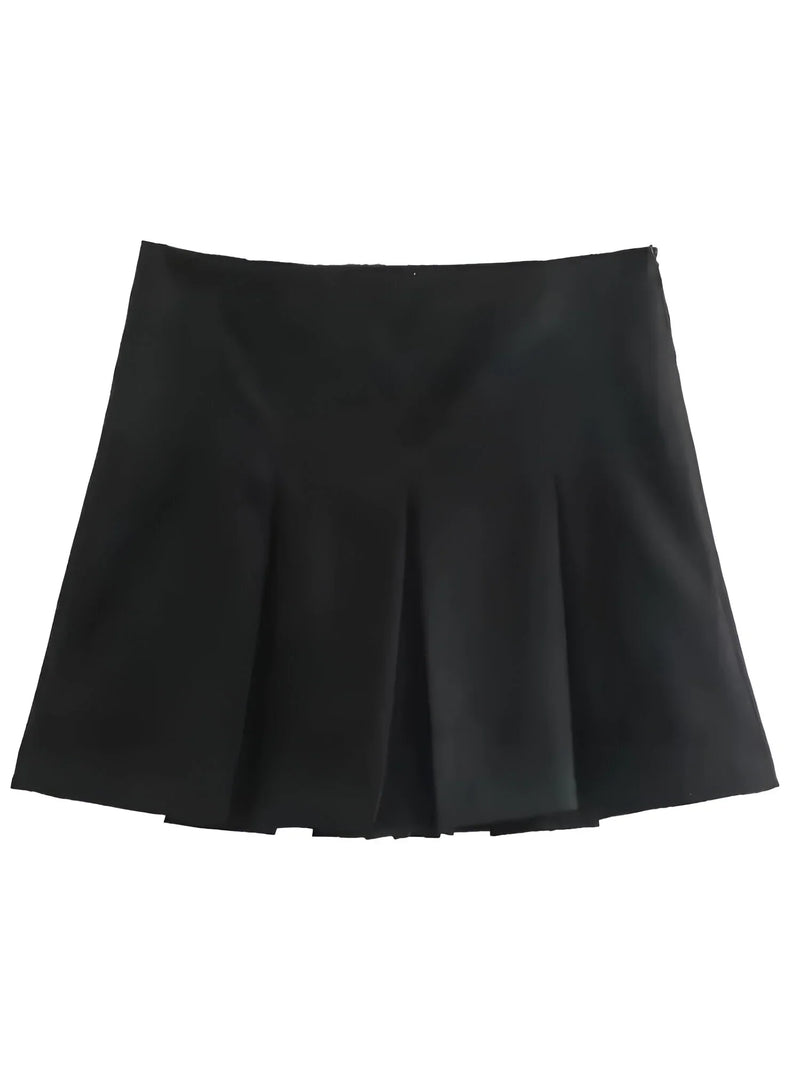 Vintage high-waisted pleated mini skirt