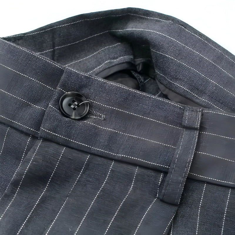 Striped & Solid Color High-Waisted Wide-Leg Pants