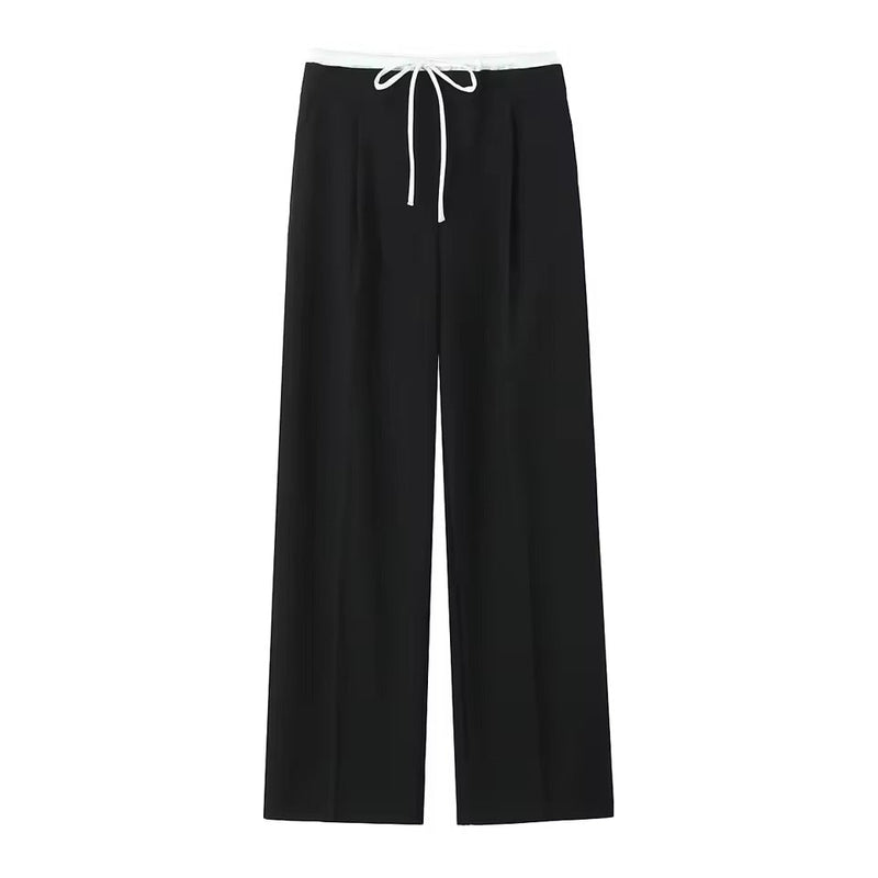 Women's High-Waisted Lace-Up Straight Pants