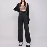 High-waisted loose straight-leg jeans