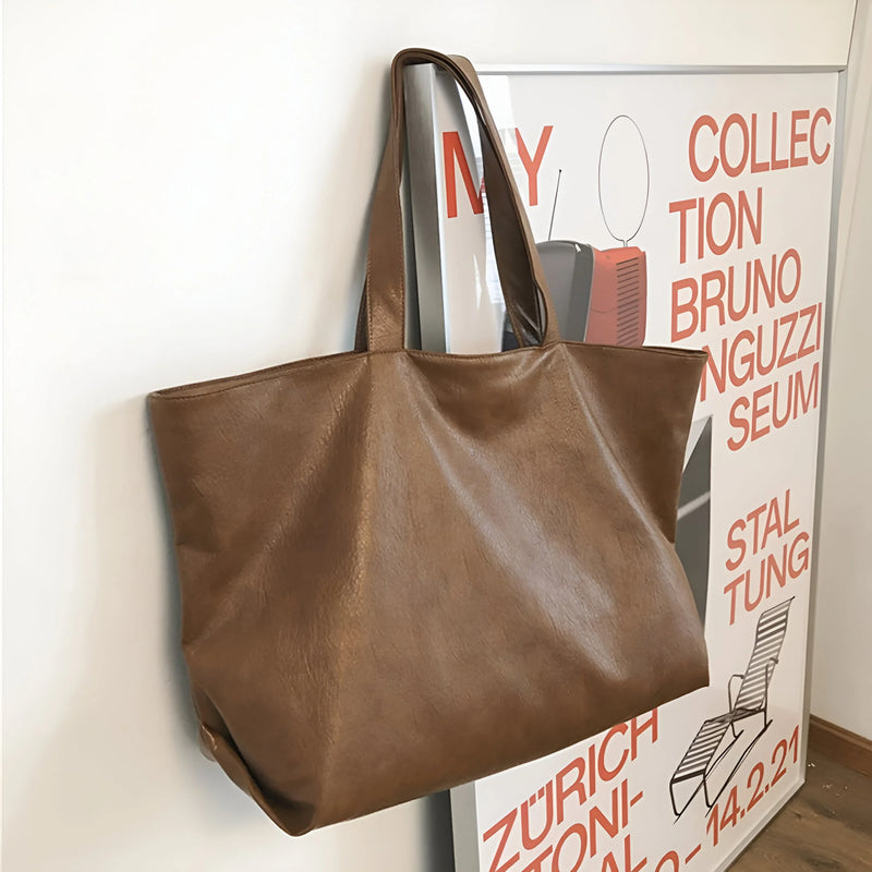 Women's Retro-Style Large Capacity Leather  Tote Bag