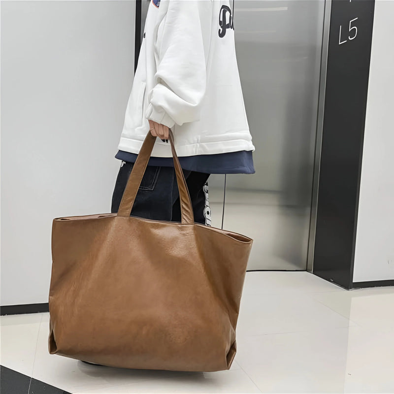 Women's Retro-Style Large Capacity Leather  Tote Bag