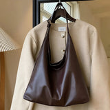 Leather Shoulder Bag with Button Closure