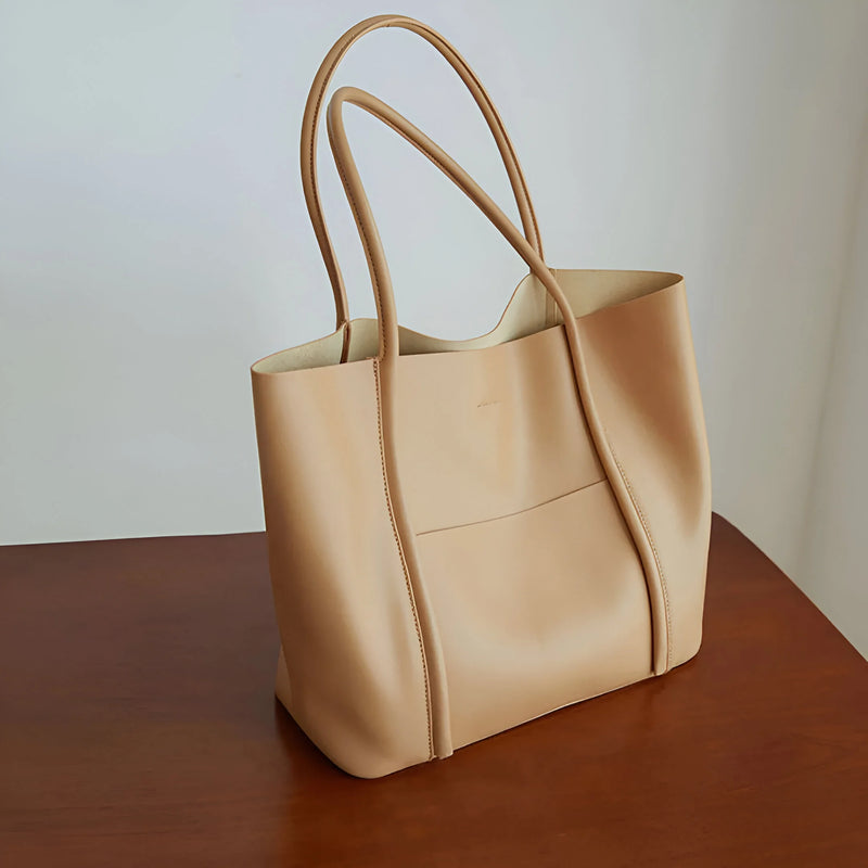 Women's Spacious Split Leather Tote Bag