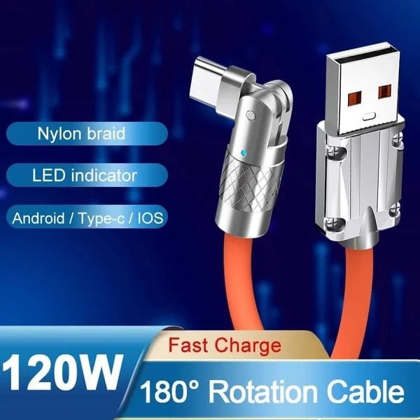 180° rotating fast charge cable