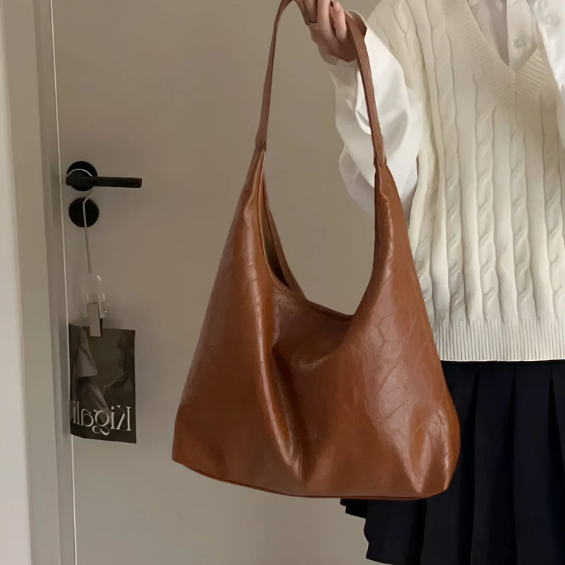 Two-Piece Large Leather Tote Bag