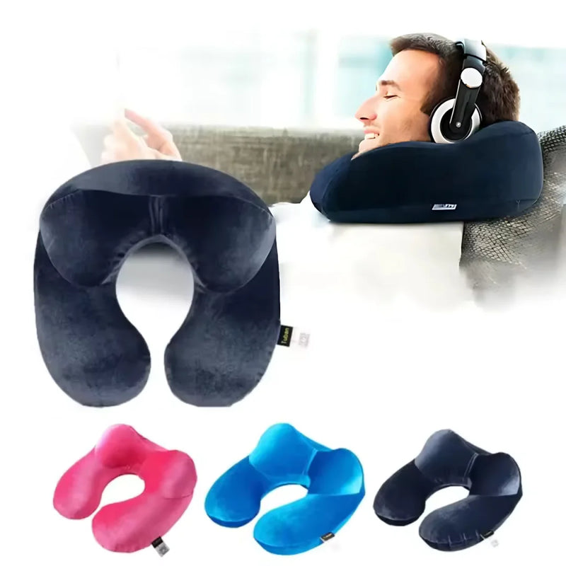 Inflatable U-Shape Travel Pillow for Neck Support