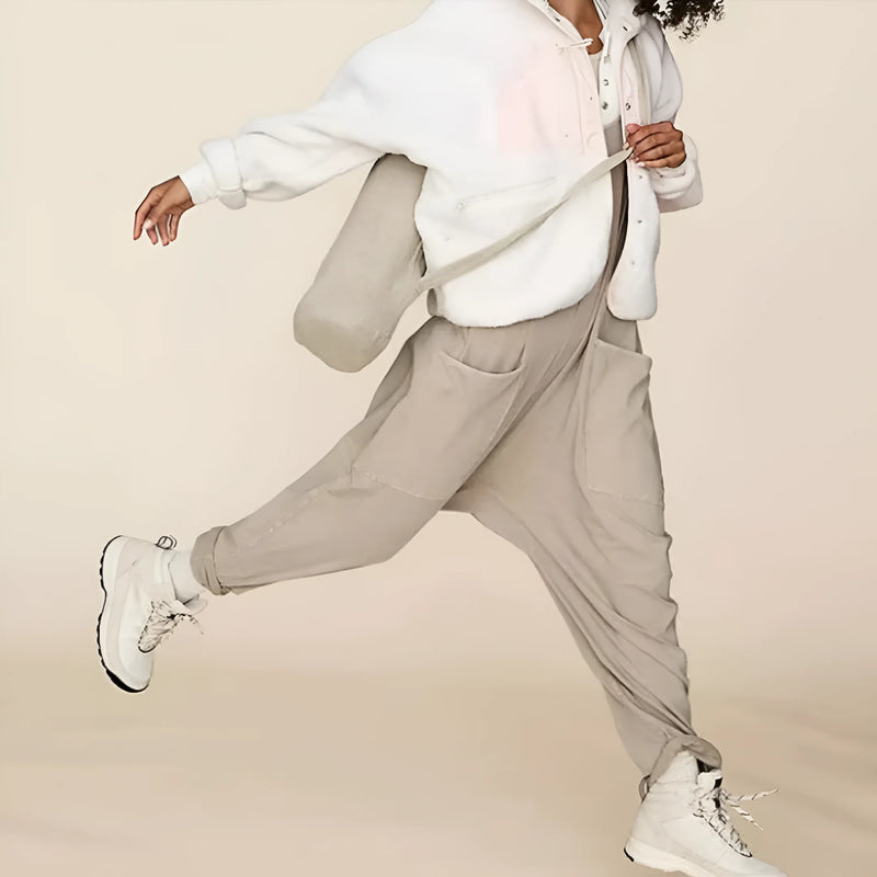 Comfortable Zipper Jumpsuit With Pockets