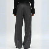 Striped & Solid Color High-Waisted Wide-Leg Pants