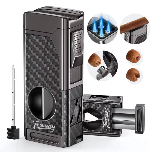 Jet Flame Cigar Lighter with Cutter & Punch