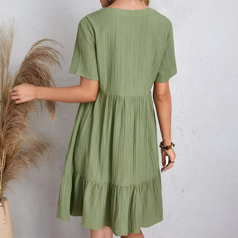 Women's V-Neck Ruffle Peplum Dress