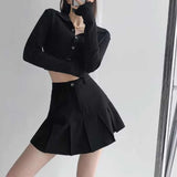 Vintage high-waist pleated mini skirt