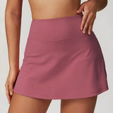 High-waist athletic skort with built-in shorts