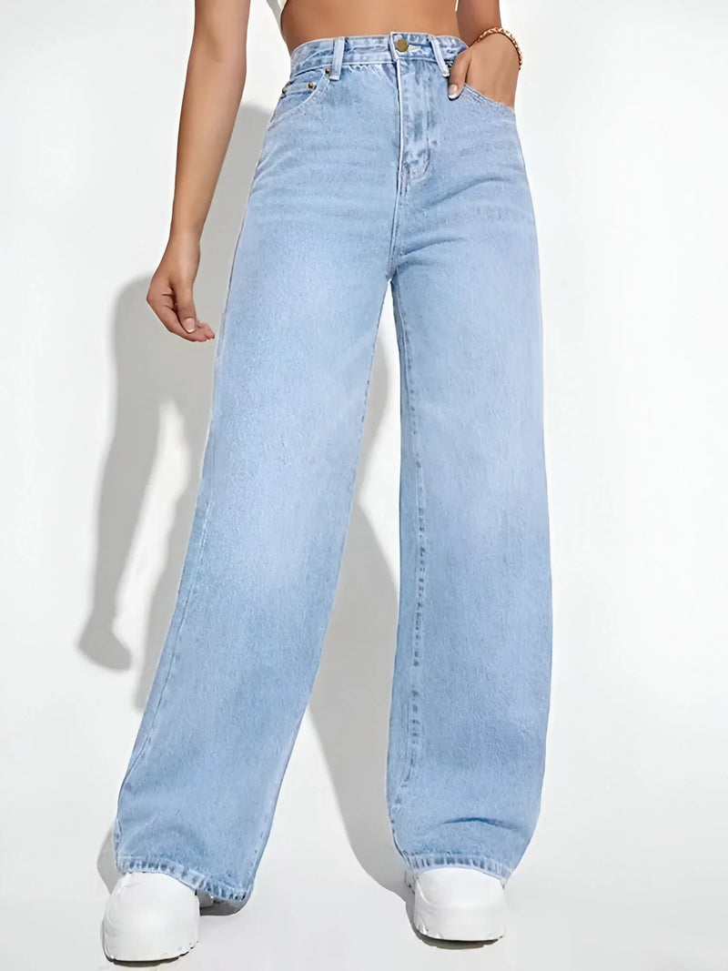 Women's Mid-Waist Straight-Leg Jeans