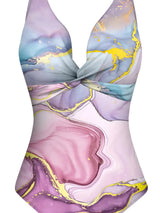 Tropical Print Two-Piece Swimsuit & Sarong Set