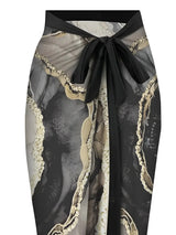 Tropical Print Two-Piece Swimsuit & Sarong Set