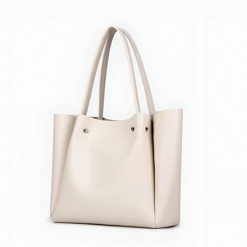 Split Leather Tote Bag with Zipper Closure