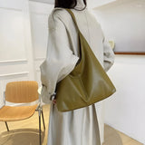 Leather Shoulder Bag with Button Closure