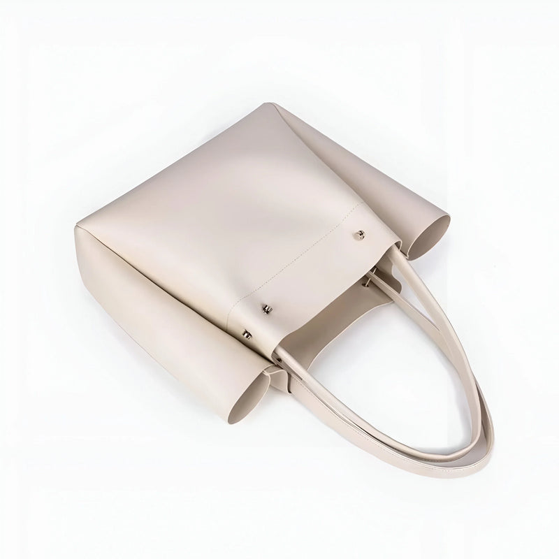 Split Leather Tote Bag with Zipper Closure