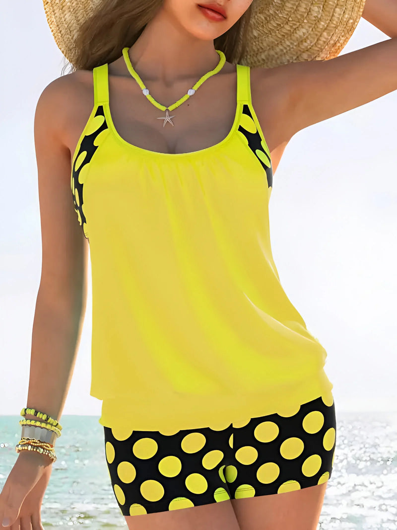 Women's Colorful Polka Dot Swimsuit Two Piece Set
