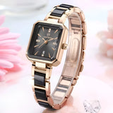 Women's Diamond-Encrusted Square Quartz Watch