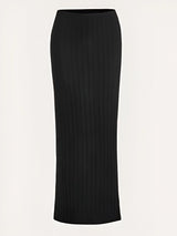 Women's high-waist ribbed knit pencil skirt