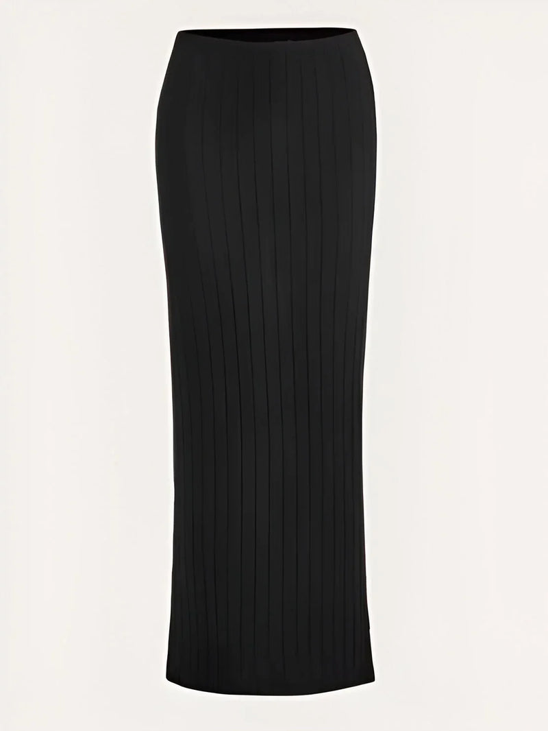 Women's high-waist ribbed knit pencil skirt