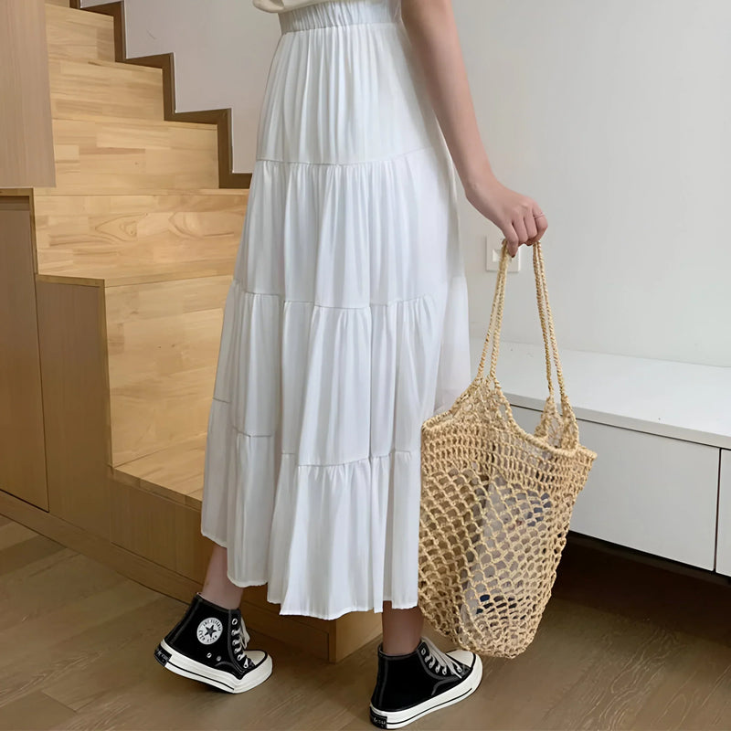 Women's high-waist chiffon A-line skirt