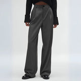 Striped & Solid Color High-Waisted Wide-Leg Pants