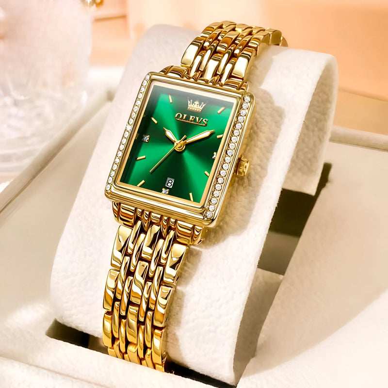 Gold Rectangular Women's Watch