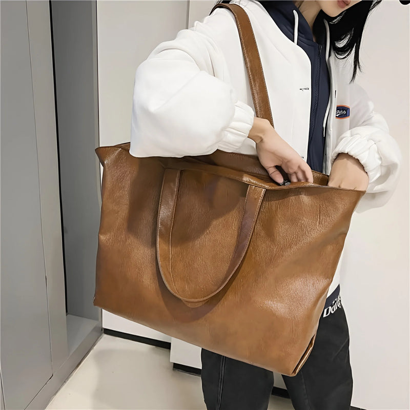 Women's Retro-Style Large Capacity Leather  Tote Bag