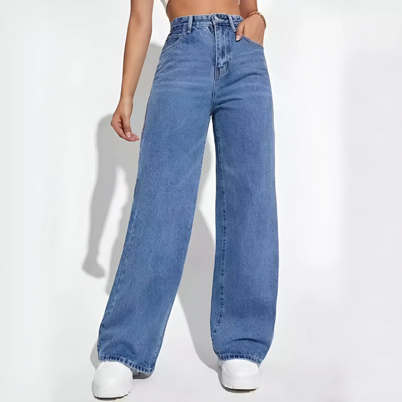High-waisted wide-leg jeans