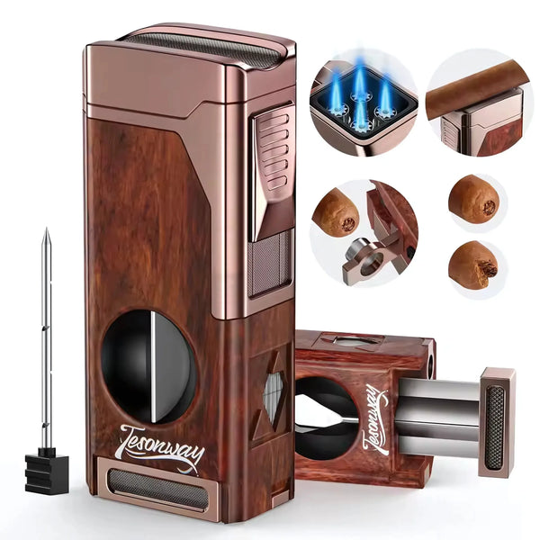 Jet Flame Cigar Lighter with Cutter & Punch