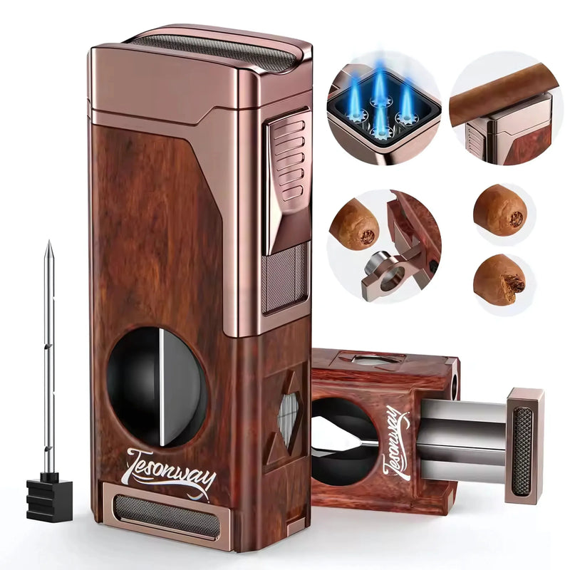 Jet Flame Cigar Lighter with Cutter & Punch