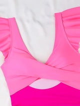 Hollow Out Cross One-Piece Swimsuit