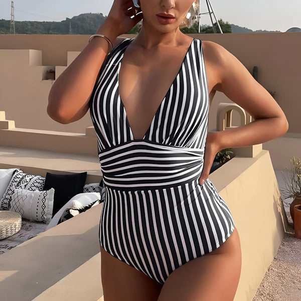 Striped One-Piece Swimsuit