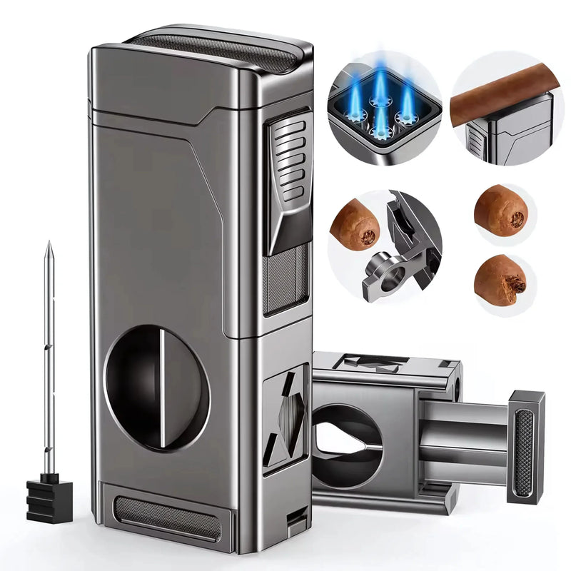 Jet Flame Cigar Lighter with Cutter & Punch