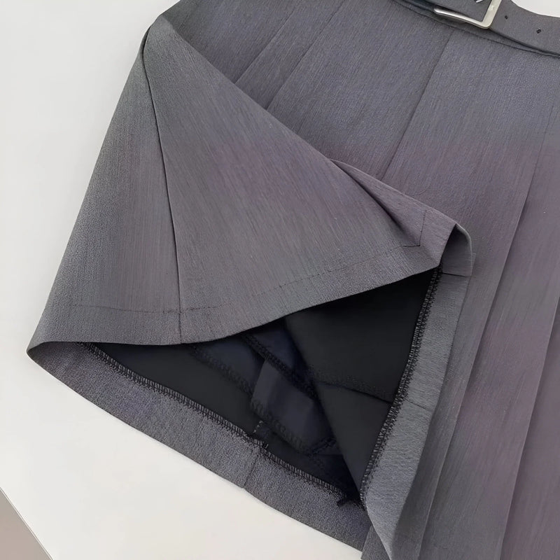 High-waist pleated A-line skirt