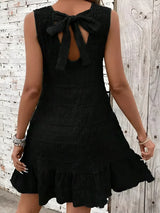 Sleeveless Lace-Up Ruffle Mini Dress