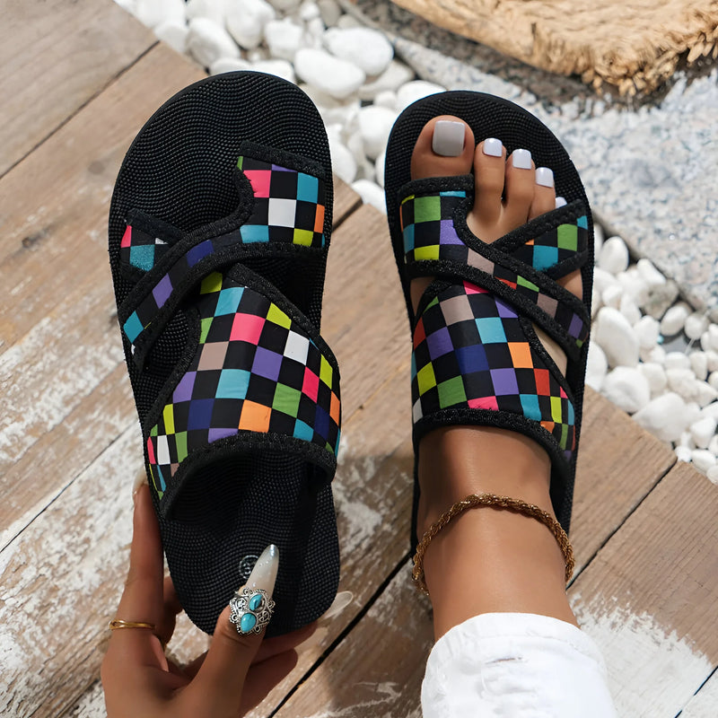 Women’s Summer Plaid Flat Sandals