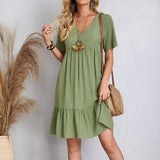 Women's V-Neck Ruffle Peplum Dress