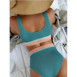 High-Waist Bikini Set with Crochet Details