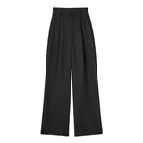 Striped & Solid Color High-Waisted Wide-Leg Pants
