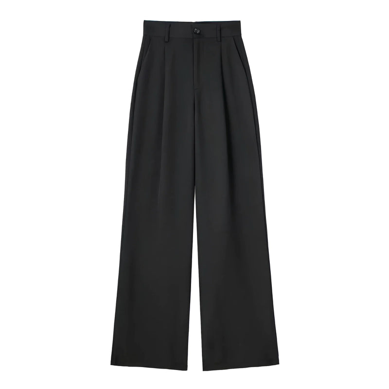 Striped & Solid Color High-Waisted Wide-Leg Pants