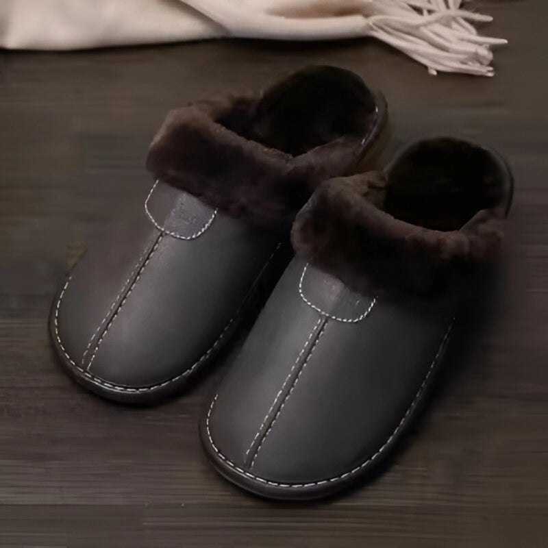 Winter Waterproof PU Leather Slippers