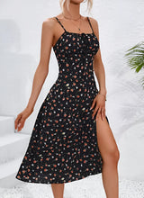 Polka Dot & Floral Print Suspender Dress