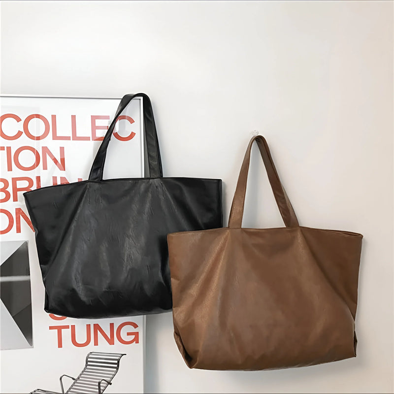 Women's Retro-Style Large Capacity Leather  Tote Bag