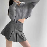 Vintage high-waist pleated mini skirt